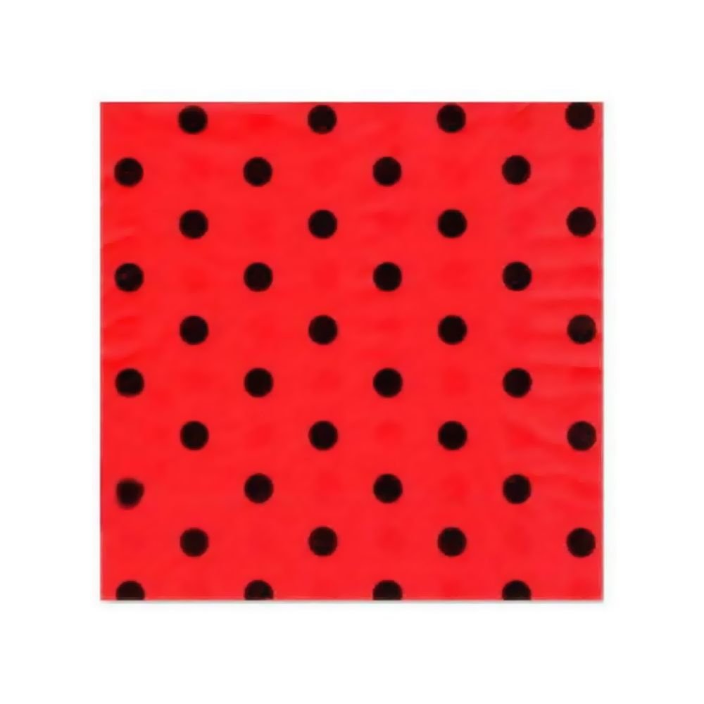 Roll-Up Kırmızı Peçete 20'li Siyah Puantiyeli