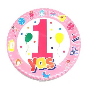 1 Yaş Pembe 10'lu Karton Tabak