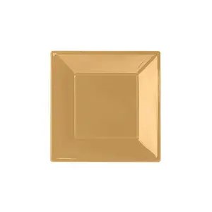 Roll-Up Altın Rengi Küçük 8'li Kare Plastik Tabak