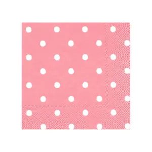 Roll-Up Pembe Peçete 20'li Beyaz Puantiyeli