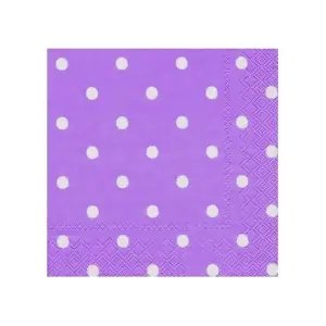 Roll-Up Mor Peçete 20'li Beyaz Puantiyeli