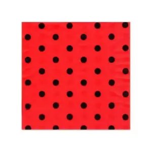 Roll-Up Kırmızı Peçete 20'li Siyah Puantiyeli