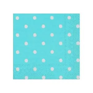 Roll-Up Turkuaz Peçete 20'li Beyaz Puantiyeli