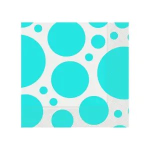 Roll-Up Beyaz Peçete 20'li Büyük Turkuaz Puantiyeli