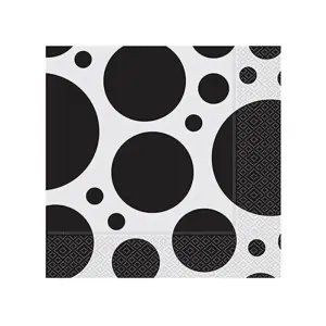 Roll-Up Beyaz Peçete 20'li Büyük Siyah Puantiyeli