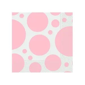 Roll-Up Beyaz Peçete 20'li Büyük Pembe Puantiyeli