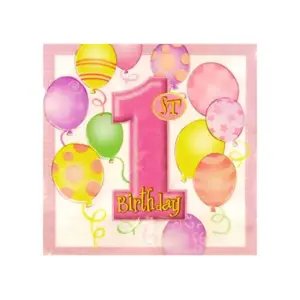 1 Yaş Pembe 20'li Balonlu Peçete