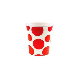 Kırmızı Puantiyeli 8'li Karton Bardak