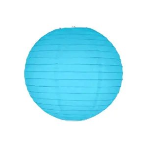 Mavi Kağıt Dekor Fener 30Cm