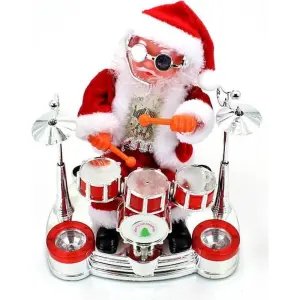 Müzik ve Işıkla Bateri Çalan Noel Baba