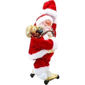 Müzik ve Işıkla Kaykay Yapan Noel Baba