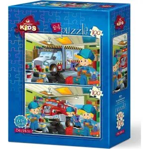 Art Kids Puzzle Küçük Tamirciler 2 İn 1 100 Parça 5641