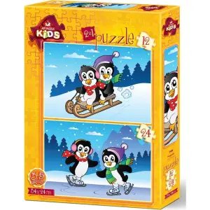 Art Kids Puzzle Penguenler 2 İn 1 12+24 Parça 4489