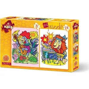 Art Kids Puzzle Müzisyen Hayvanlar 2 İn 1 12+24 Parça 4490