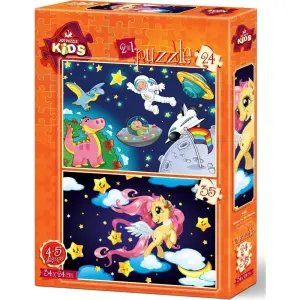 Art Kids Puzzle Astronot ve Mini Pegasus 2 İn 1 24+35 Parça 4492