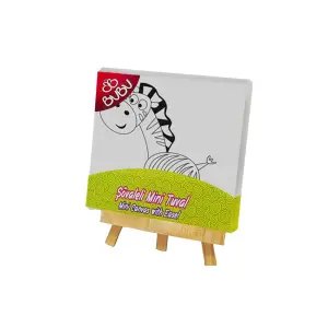 Bubu Şövaleli Mini Tuval Zebra (11X11Cm)