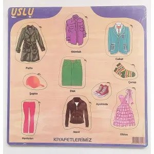 Uslu Kıyafetlerimiz Ahşap Puzzle 16 Parça
