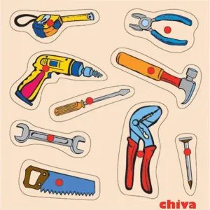 Chiva Tutmalı Eğitici Ahşap Tamir Aletleri Puzzle