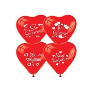 Sweet Party Seni Seviyorum Baskılı 5'li Kalp Balon