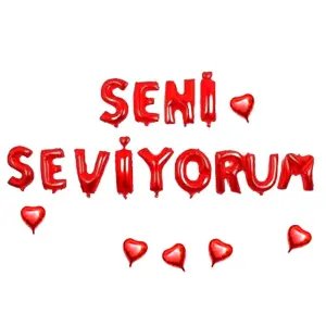Balon Folyo Seni Seviyorum Yazısı - Kırmızı