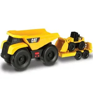 Cat Mini İş Makinesi Sesli ve Işıklı Damperli Kamyon ve Kepçe 2'li Set Model 2