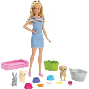 Barbie ve Hayvanları Banyo Eğlencesi Oyun Seti FXH11